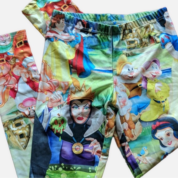 Disney Snow White Women’s/Juniors Leggings, Wicked Witch, Dwarfs, Size 7 - Picture 2 of 7